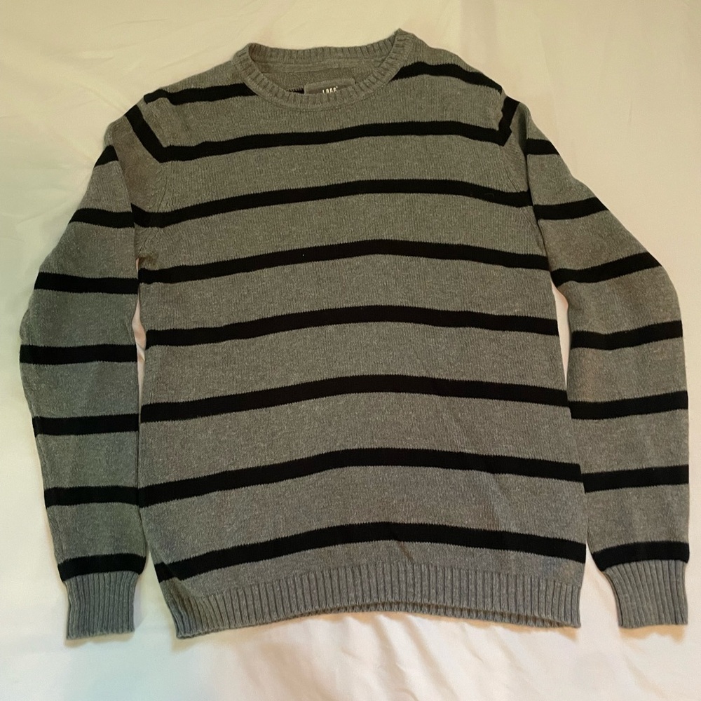 H&M Grey Crewneck with Black Stripes